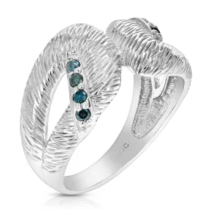 0.15 cttw Blue Diamond Fashion Statement Ring in Sterling Silver