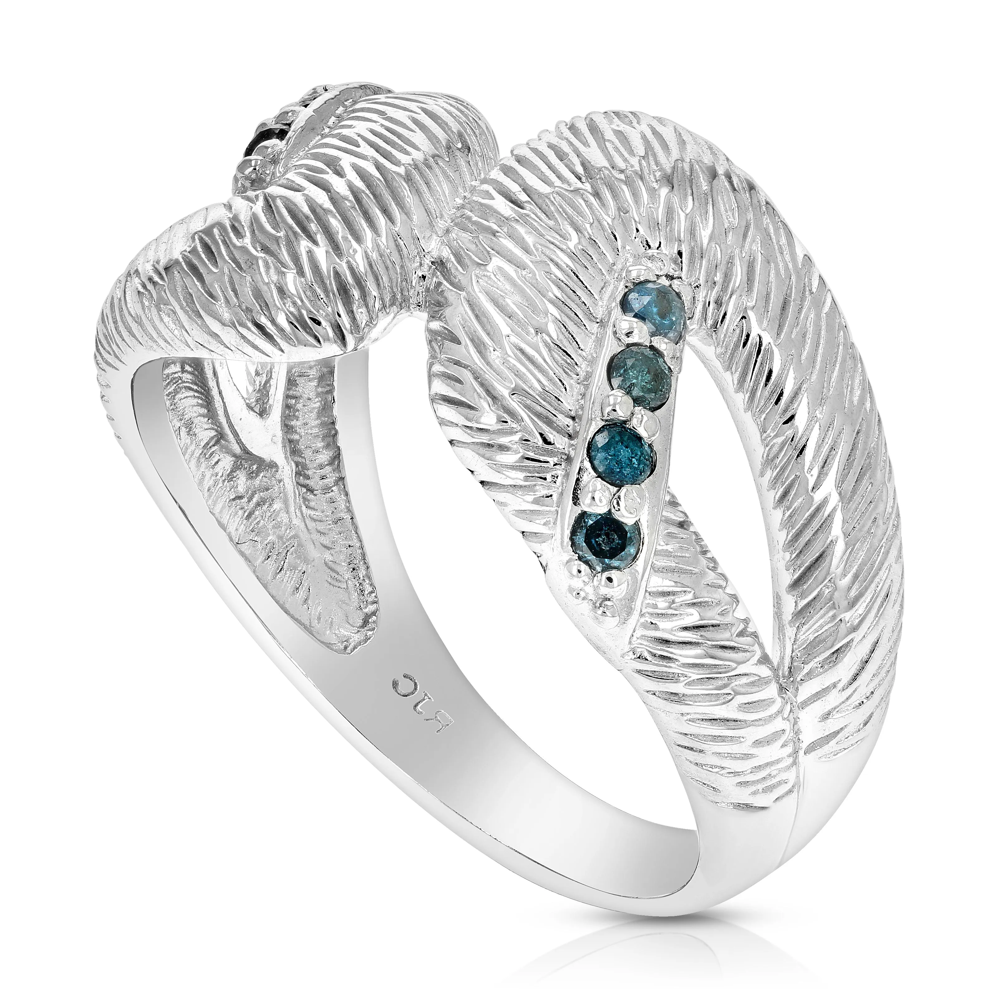 0.15 cttw Blue Diamond Fashion Statement Ring in Sterling Silver