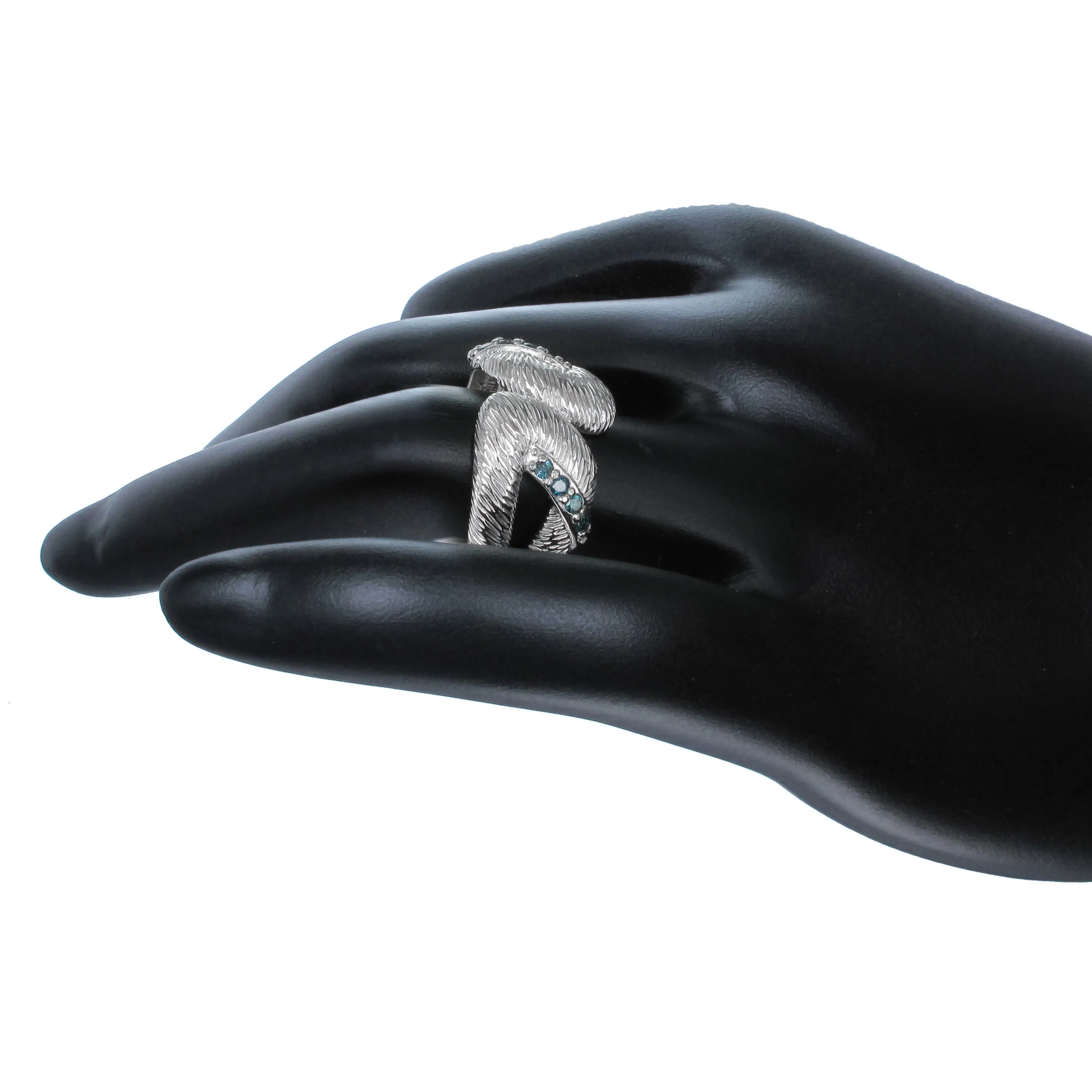 0.15 cttw Blue Diamond Fashion Statement Ring in Sterling Silver