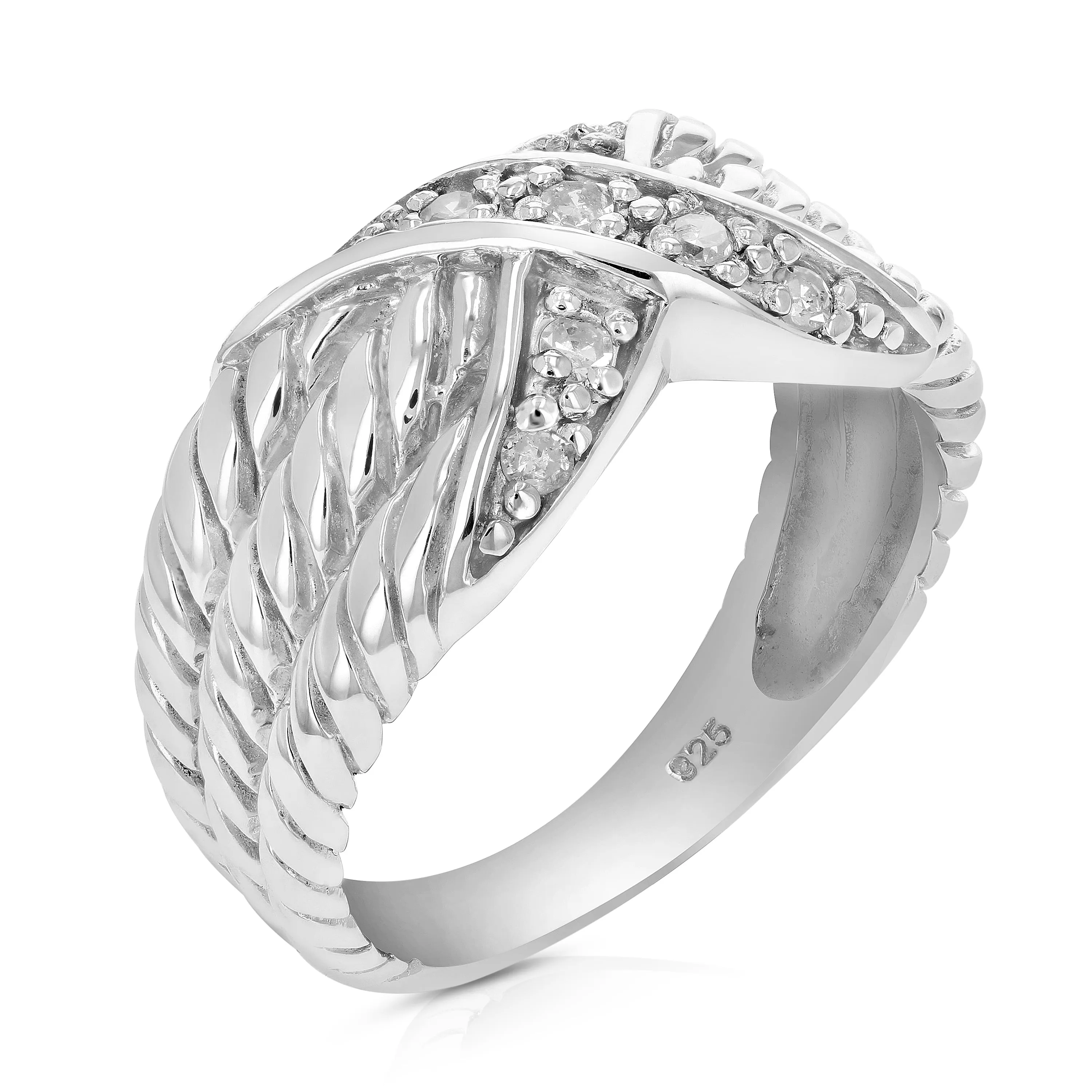 0.15 cttw X Fashion Diamond Statement Ring in Sterling Silver