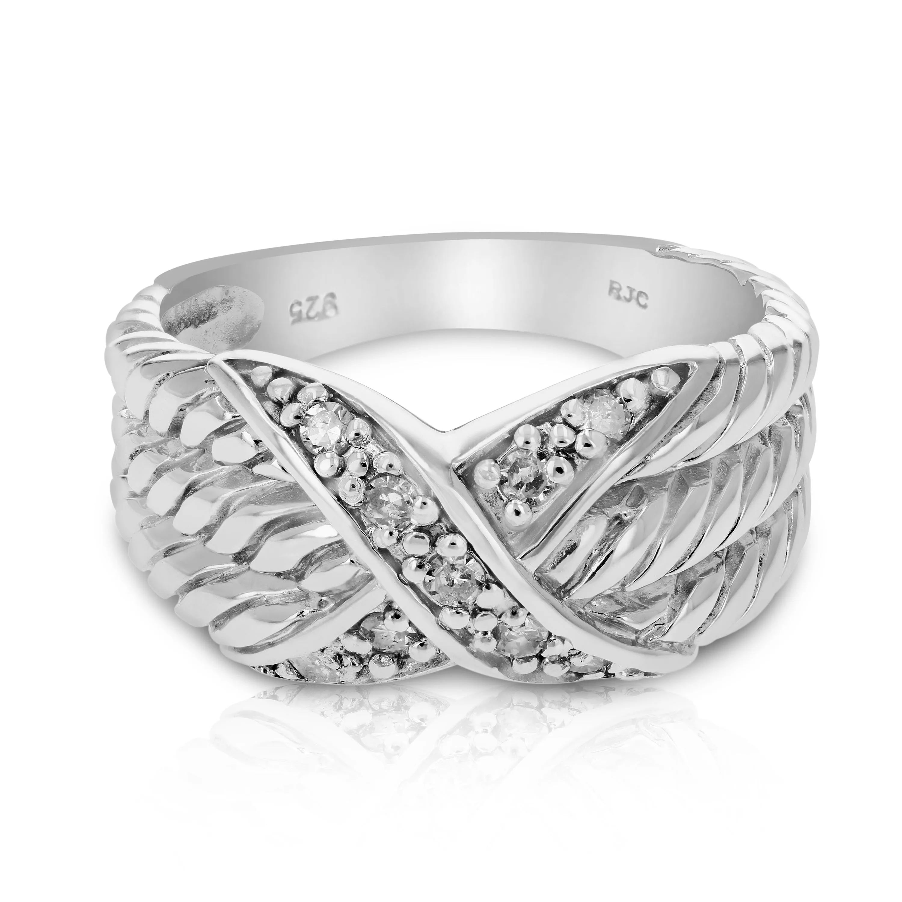 0.15 cttw X Fashion Diamond Statement Ring in Sterling Silver