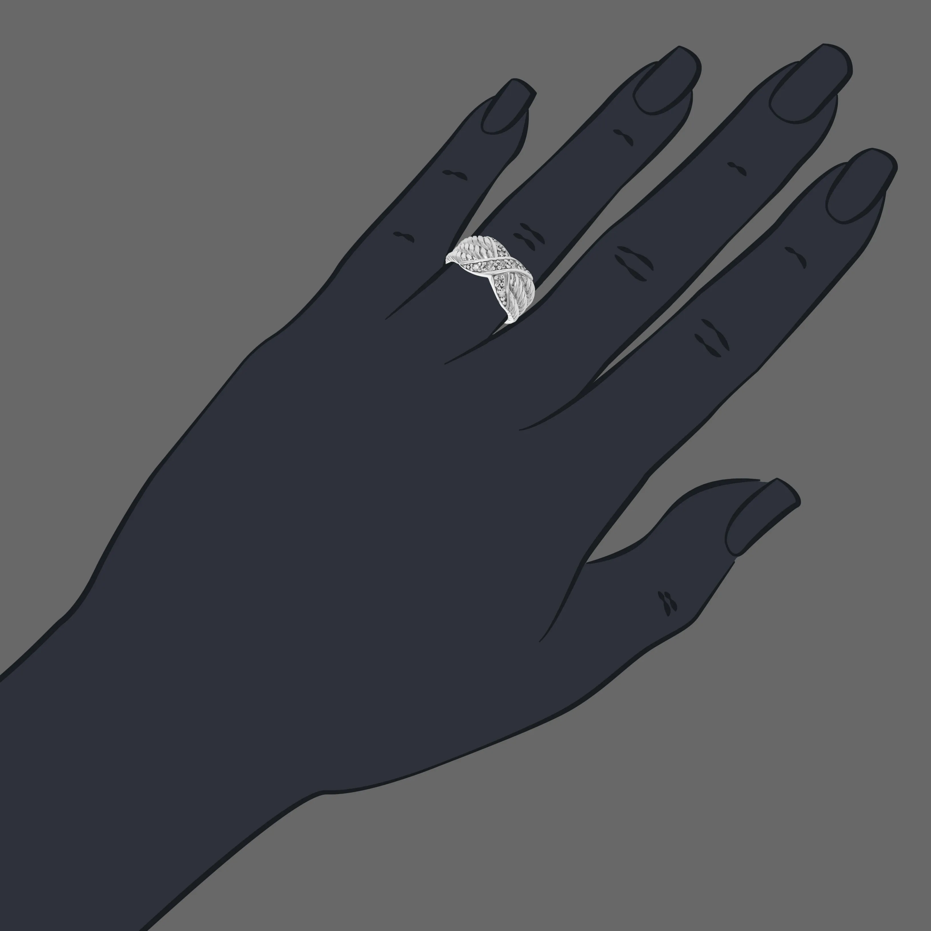 0.15 cttw X Fashion Diamond Statement Ring in Sterling Silver
