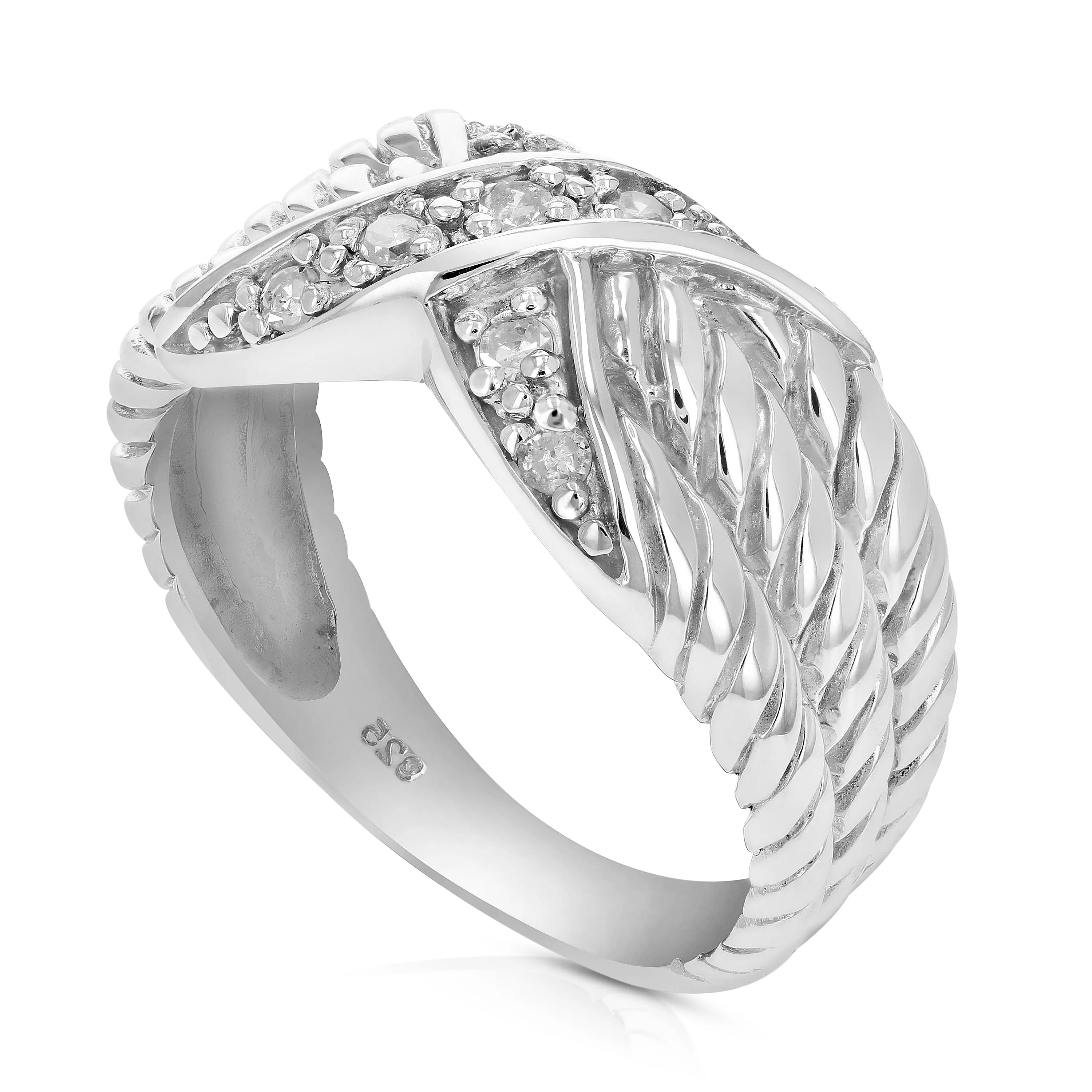 0.15 cttw X Fashion Diamond Statement Ring in Sterling Silver