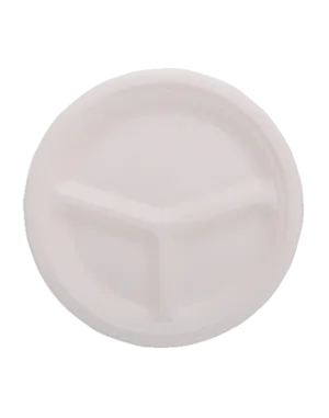 10 Inch 3 Compartment Round Plate (PACK OF 1000PCS)