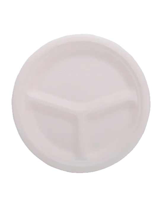 10 Inch 3 Compartment Round Plate (PACK OF 1000PCS)
