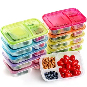 [10 Pack]Meal Prep Containers,3 Compartment Food Storage Containers,Microwave,Dishwasher,Freezer Safe