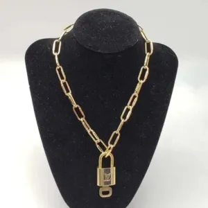 100% Auth Louis Vuitton Lock & Key with Unbranded Gold Plated Chain Necklace