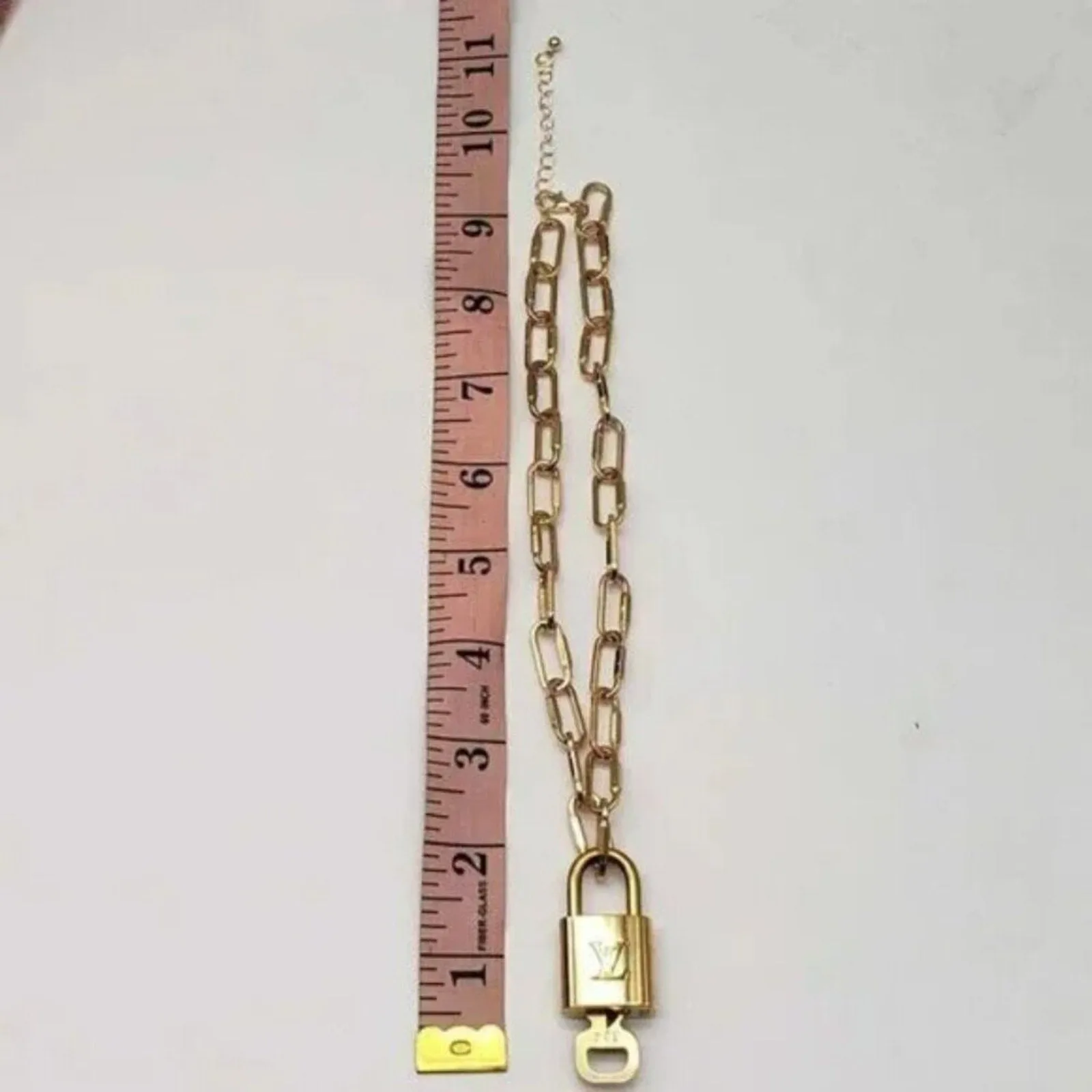 100% Auth Louis Vuitton Lock & Key with Unbranded Gold Plated Chain Necklace