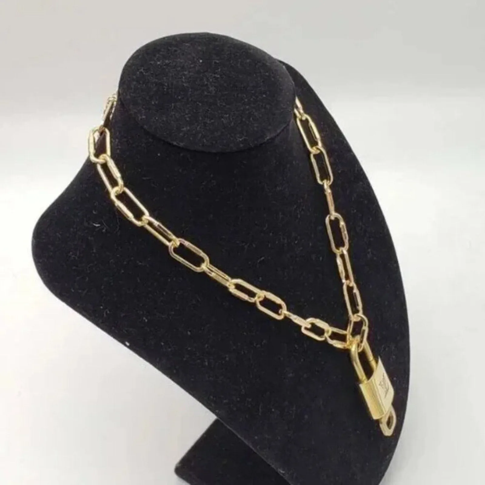 100% Auth Louis Vuitton Lock & Key with Unbranded Gold Plated Chain Necklace