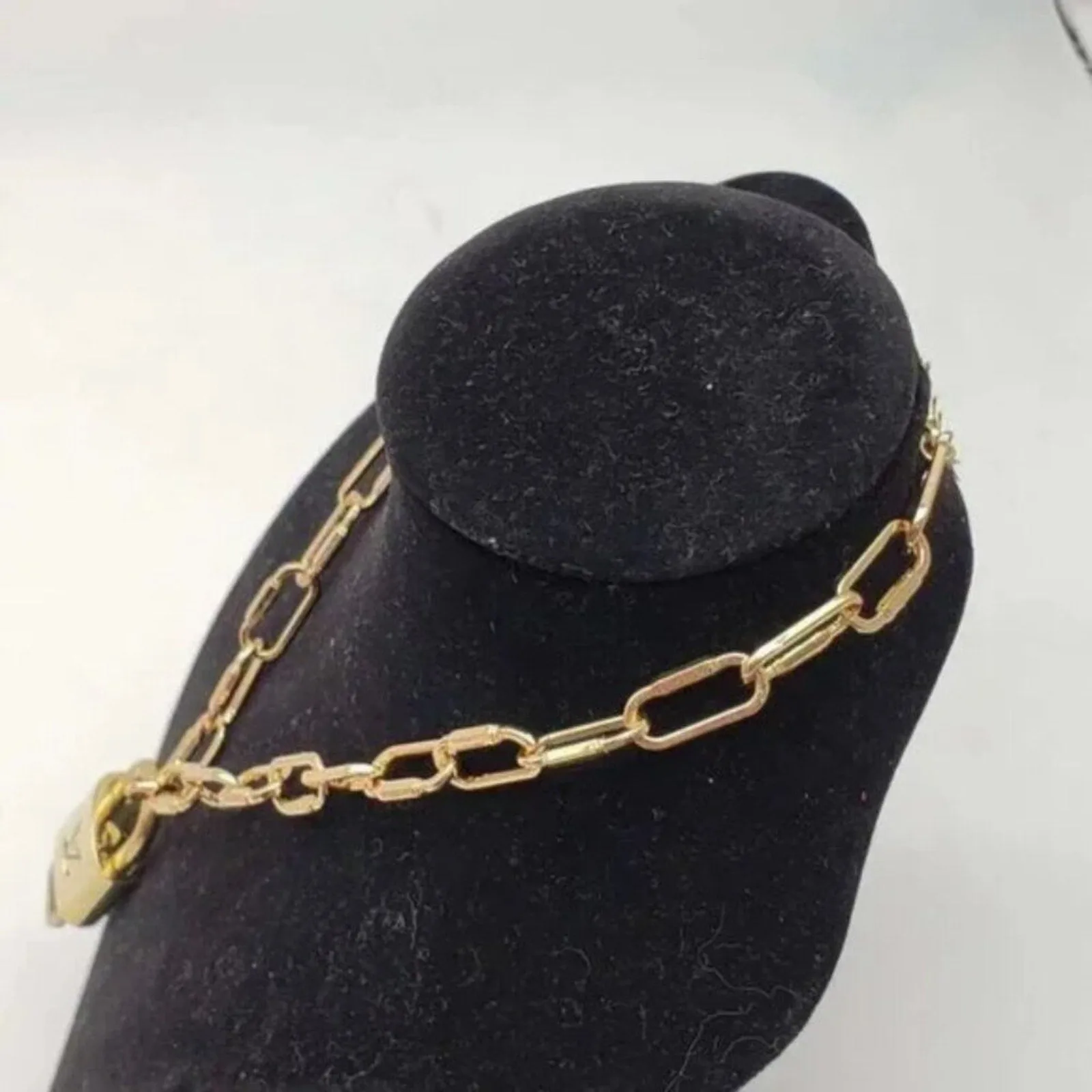100% Auth Louis Vuitton Lock & Key with Unbranded Gold Plated Chain Necklace