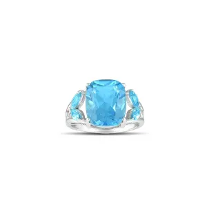 10K White Gold Multi-Stone Blue Topaz Fashion Ring