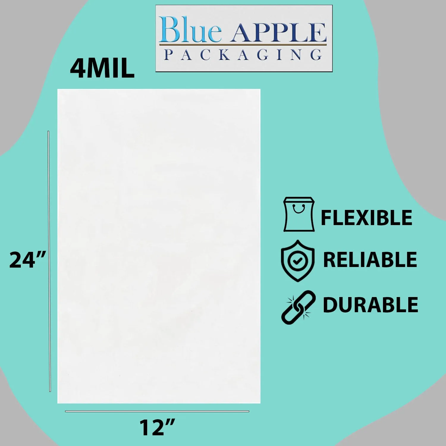 12X24 inches Clear Flat Poly Bags 4Mil Open Top (LDPE)