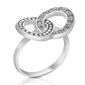 1/4 cttw Diamond Two Circle Statement Ring in Sterling Silver