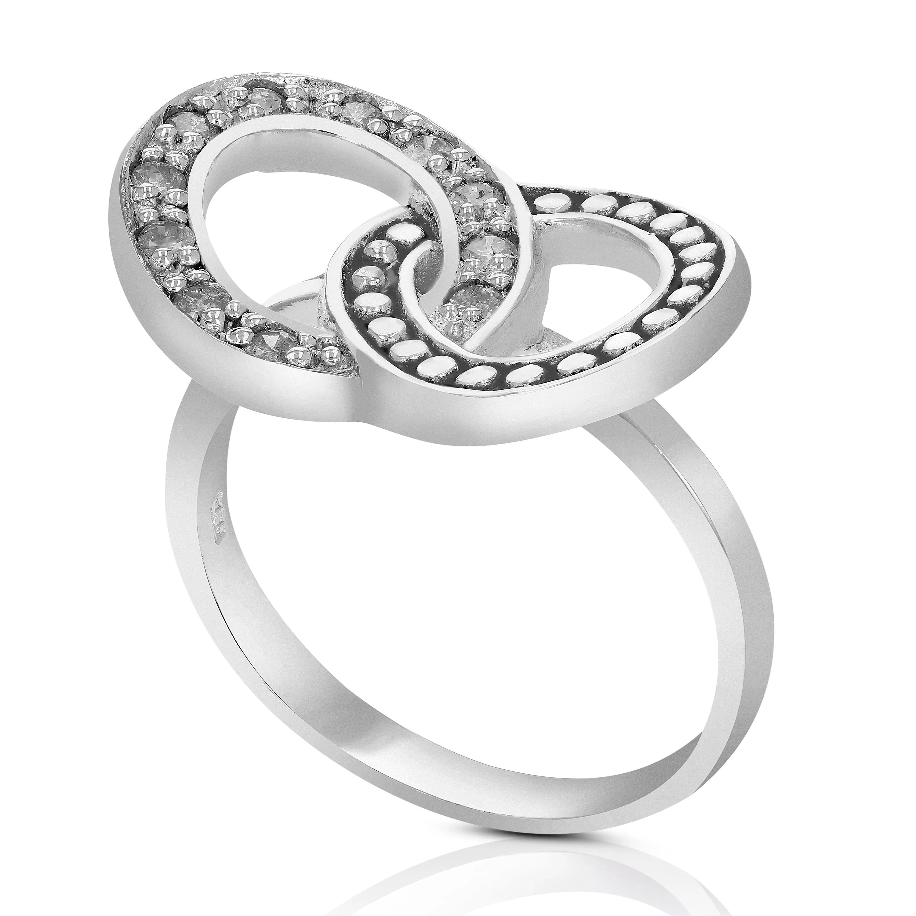 1/4 cttw Diamond Two Circle Statement Ring in Sterling Silver