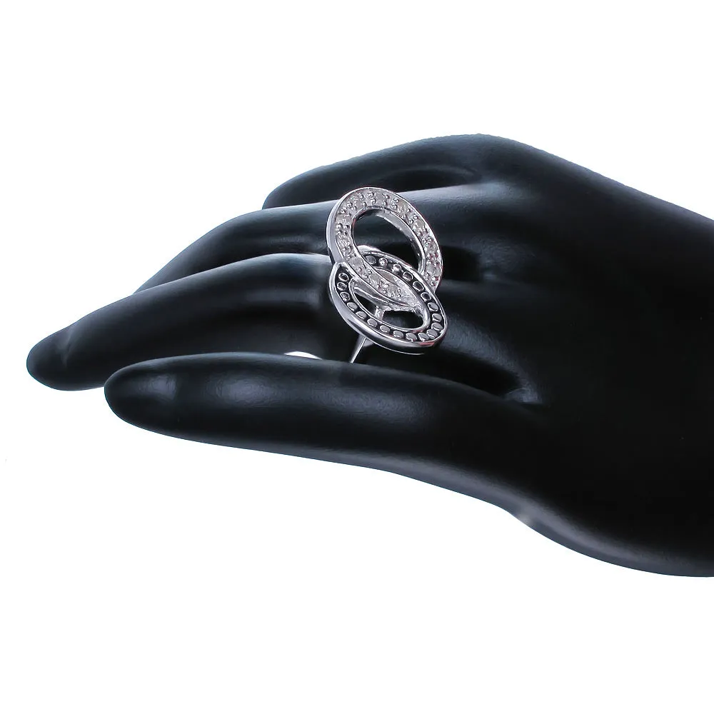 1/4 cttw Diamond Two Circle Statement Ring in Sterling Silver