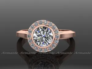 14K Rose Gold Halo Moissanite & Diamond Engagement Ring