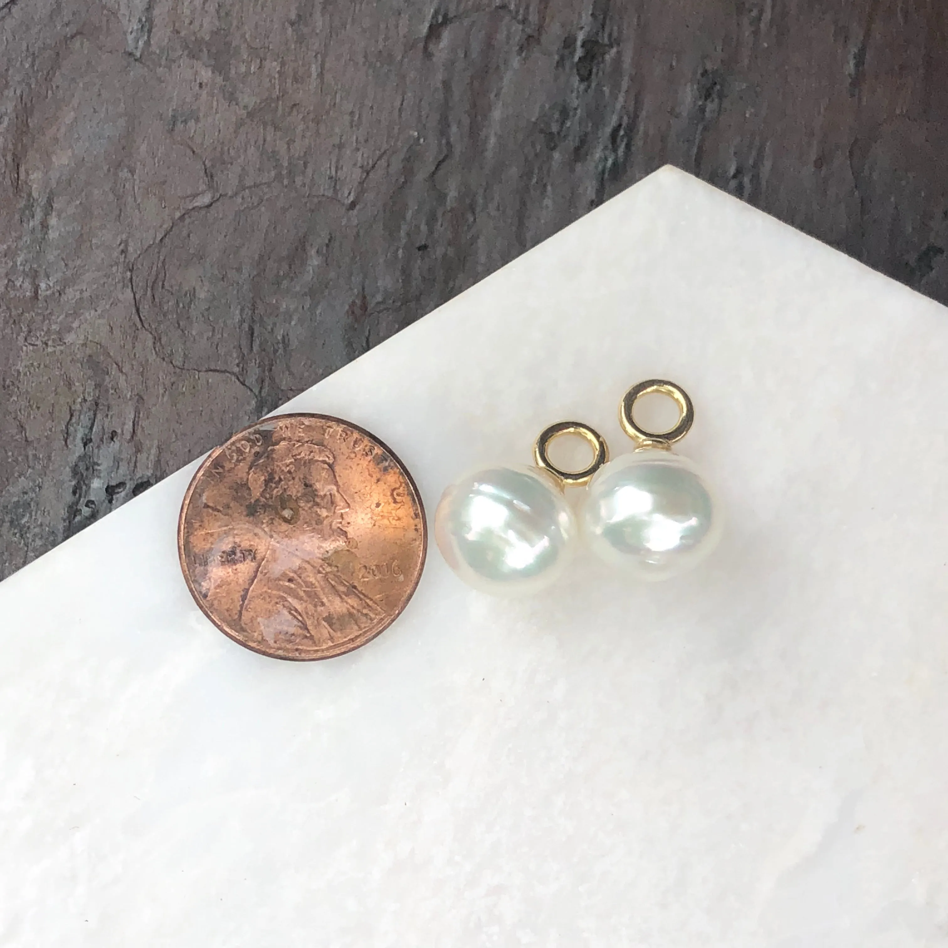 14KT Yellow Gold Paspaley South Sea Pearl Earring Charms 12mm