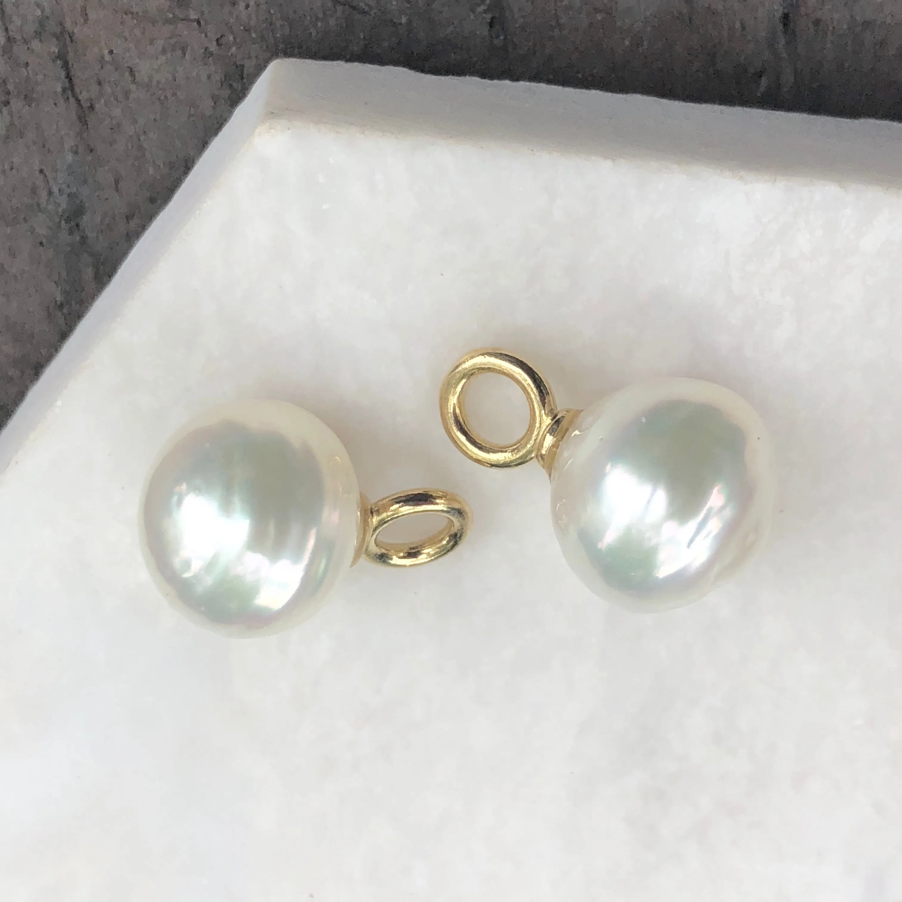 14KT Yellow Gold Paspaley South Sea Pearl Earring Charms 12mm