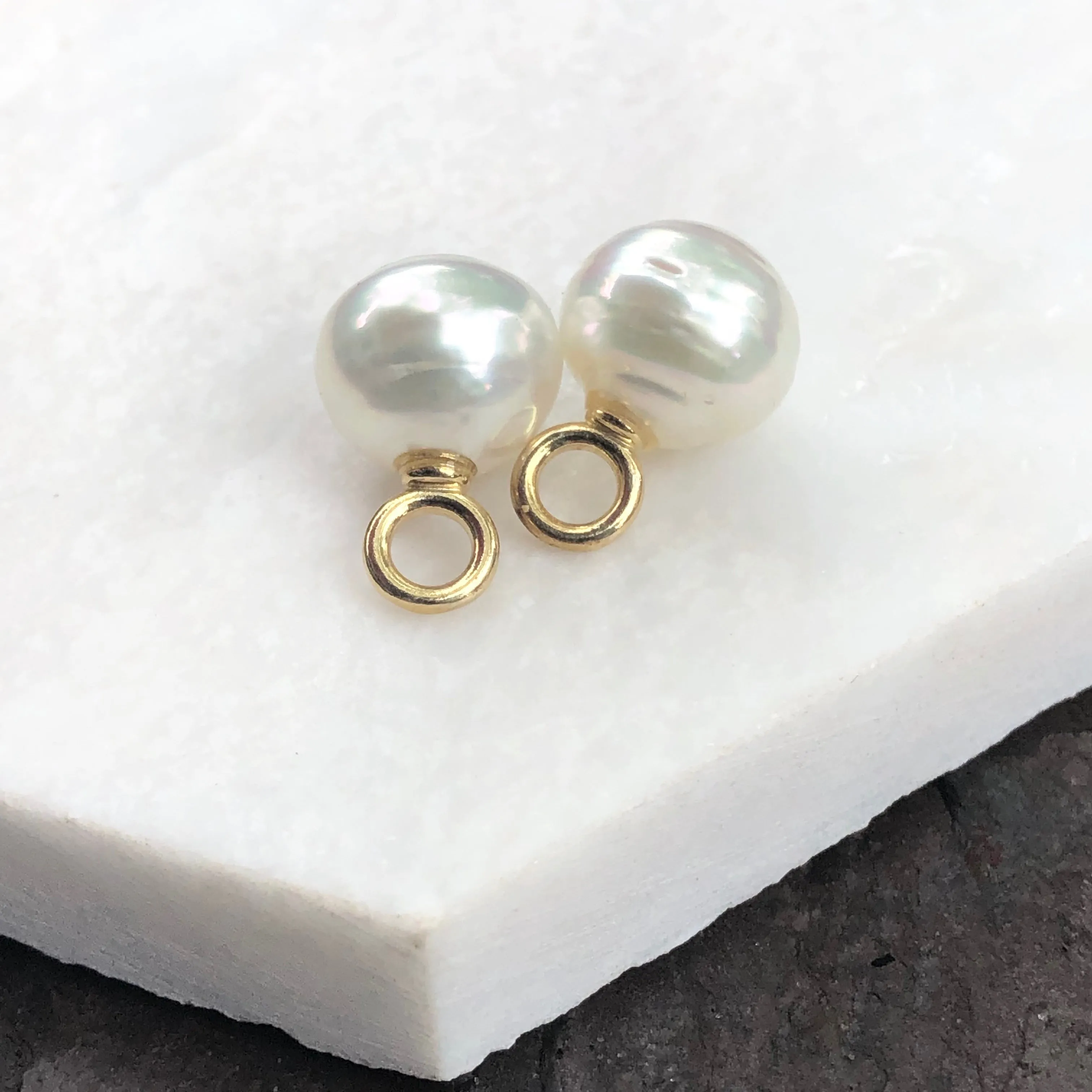 14KT Yellow Gold Paspaley South Sea Pearl Earring Charms 12mm
