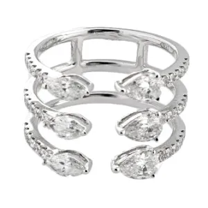 18k White Gold 3 Way Bypass Diamond Ring