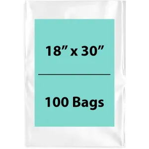 18X30 inches Clear Flat Poly Bags 1.5Mil Open Top (LDPE)
