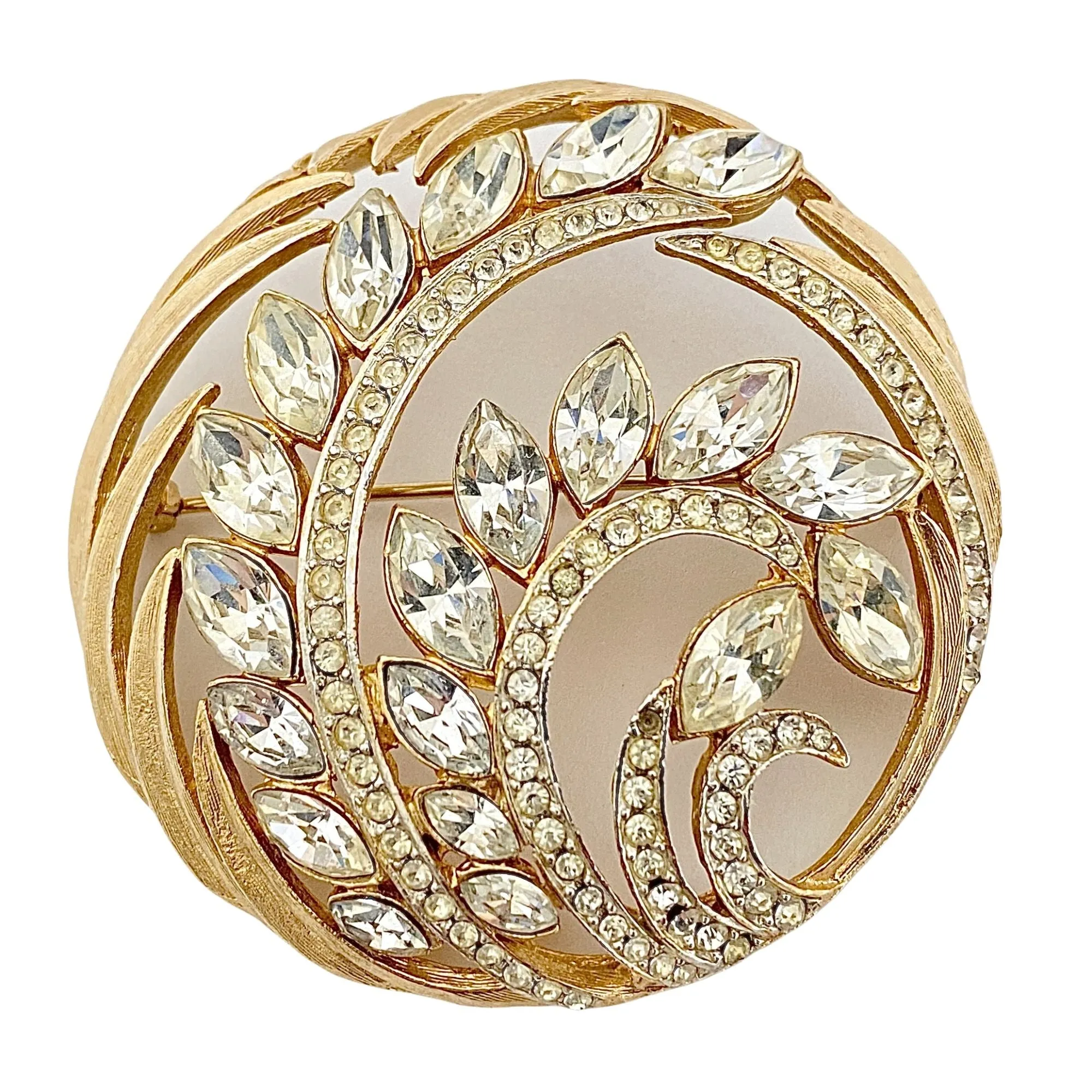 1950s Marquise Diamante Rhinestone Brooch