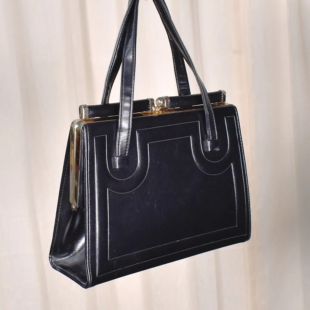 1960s Mod Black Handbag
