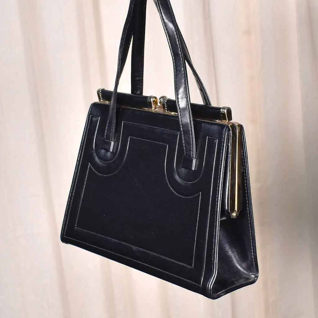 1960s Mod Black Handbag