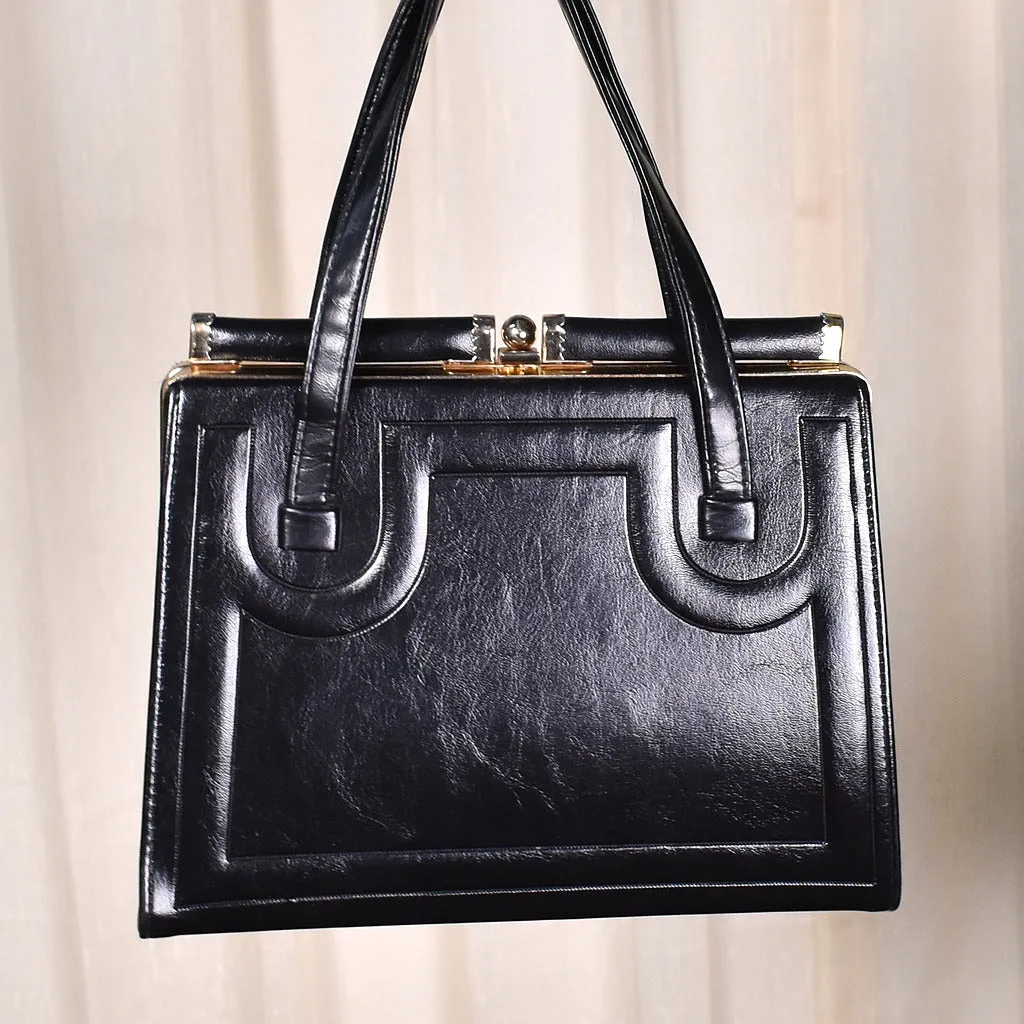 1960s Mod Black Handbag