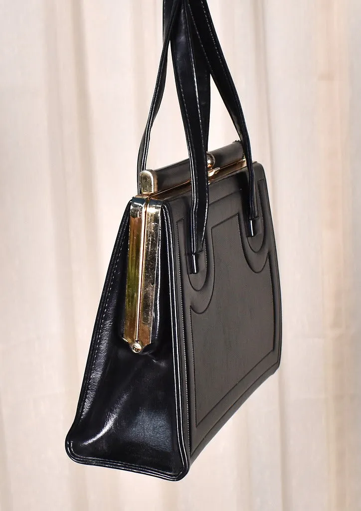 1960s Mod Black Handbag