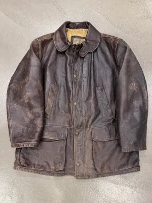 1990s Armani trashed faded heavy leather coat