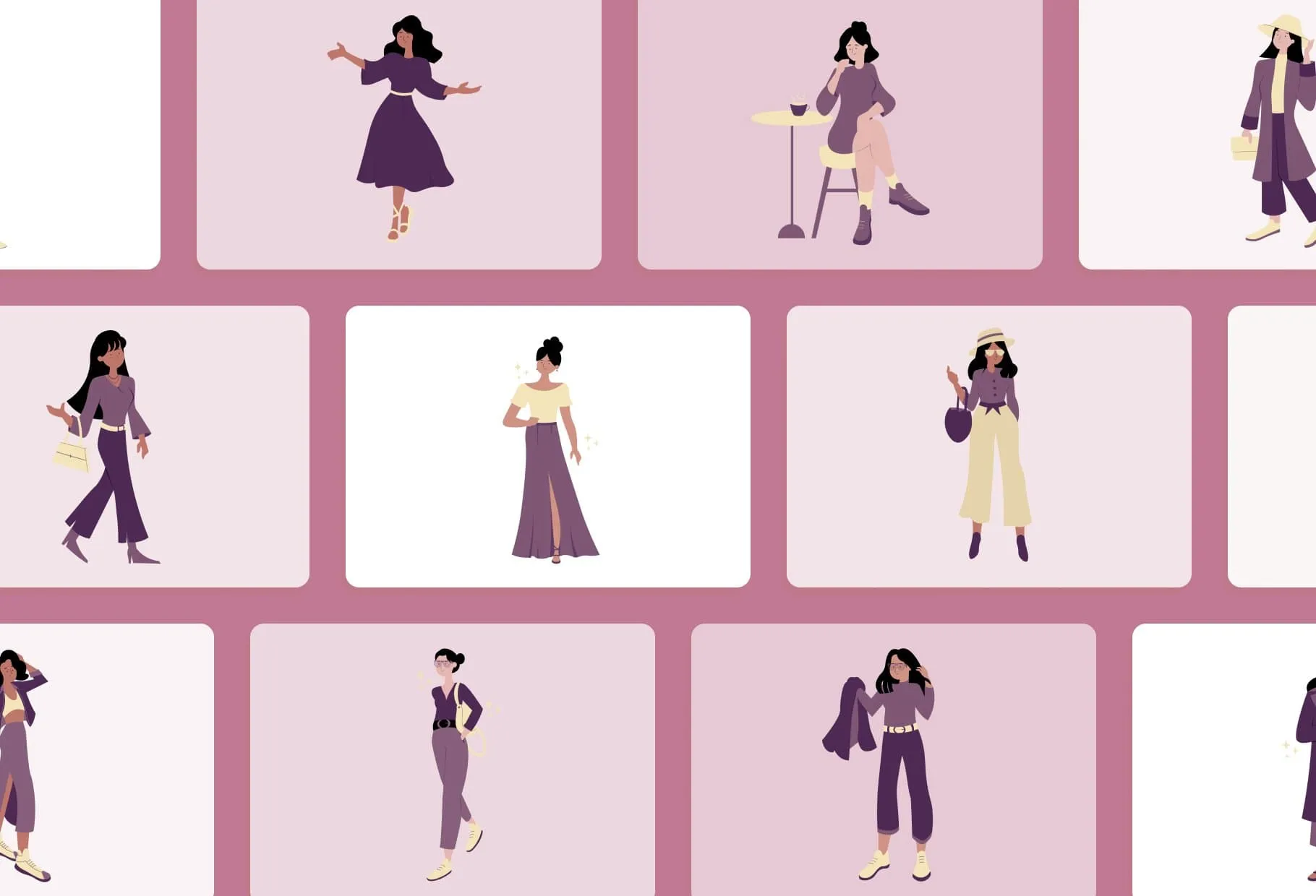 20 Unique Fashion Illustrations Fully Editable in Canva