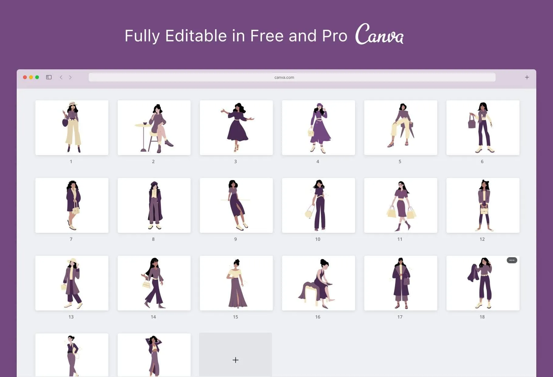 20 Unique Fashion Illustrations Fully Editable in Canva
