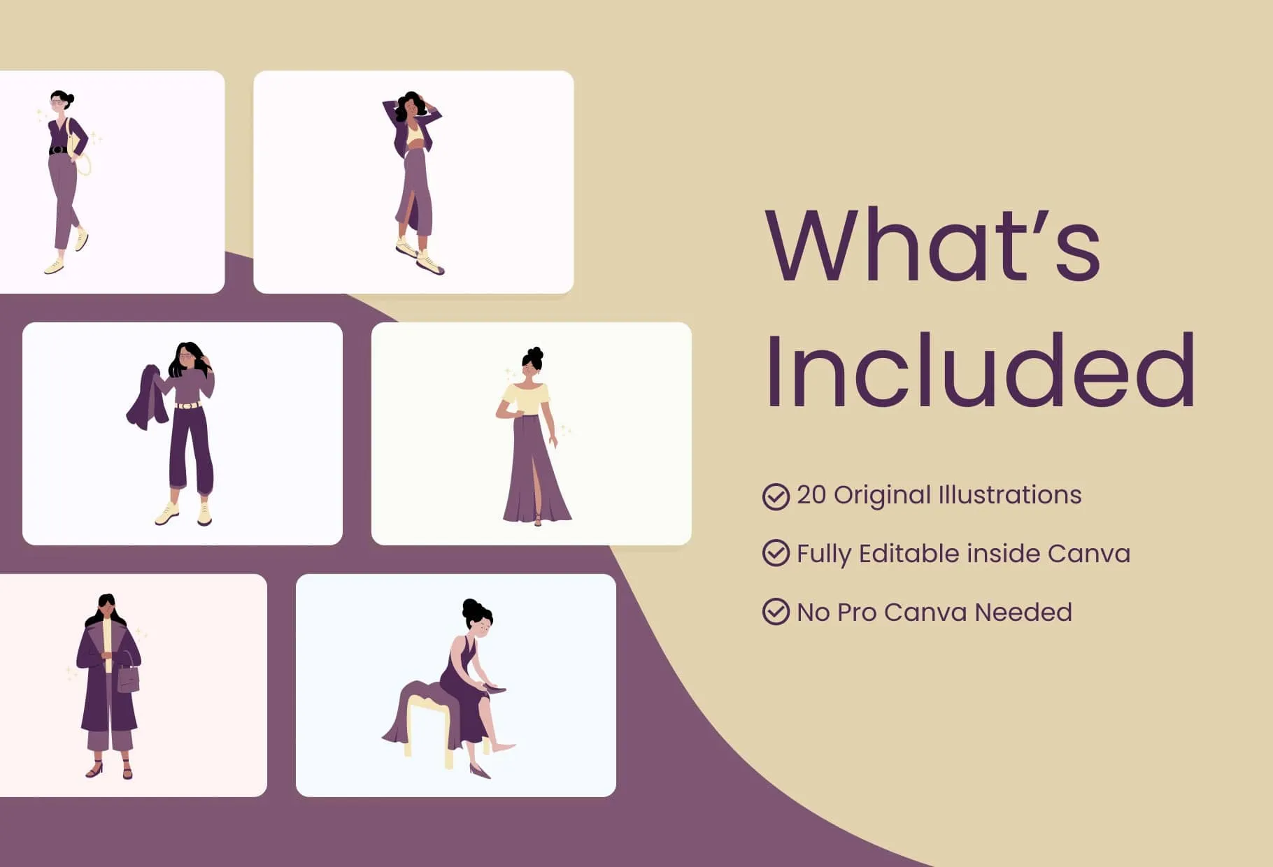 20 Unique Fashion Illustrations Fully Editable in Canva