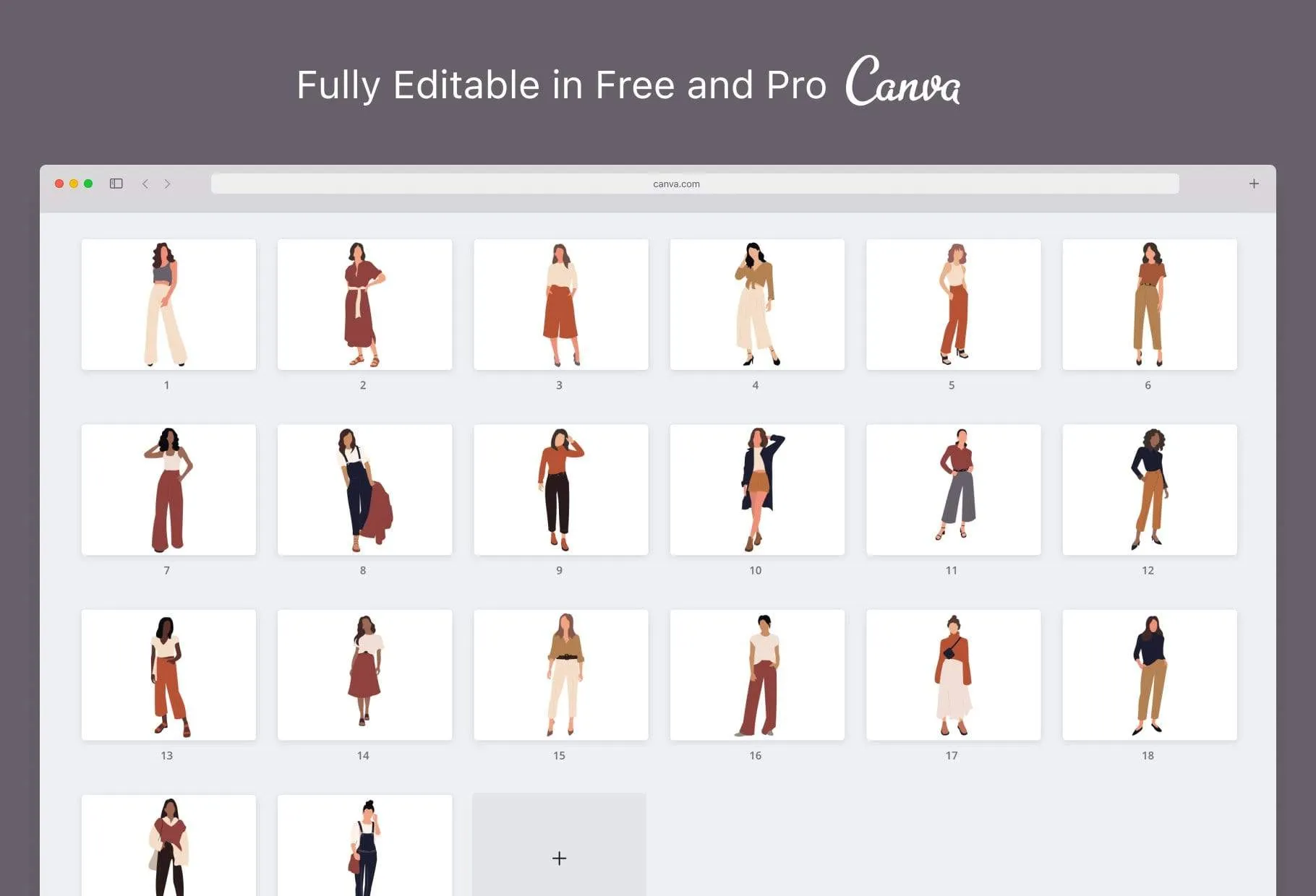 20 Unique Fashion Illustrations Pack 02 Fully Editable in Canva