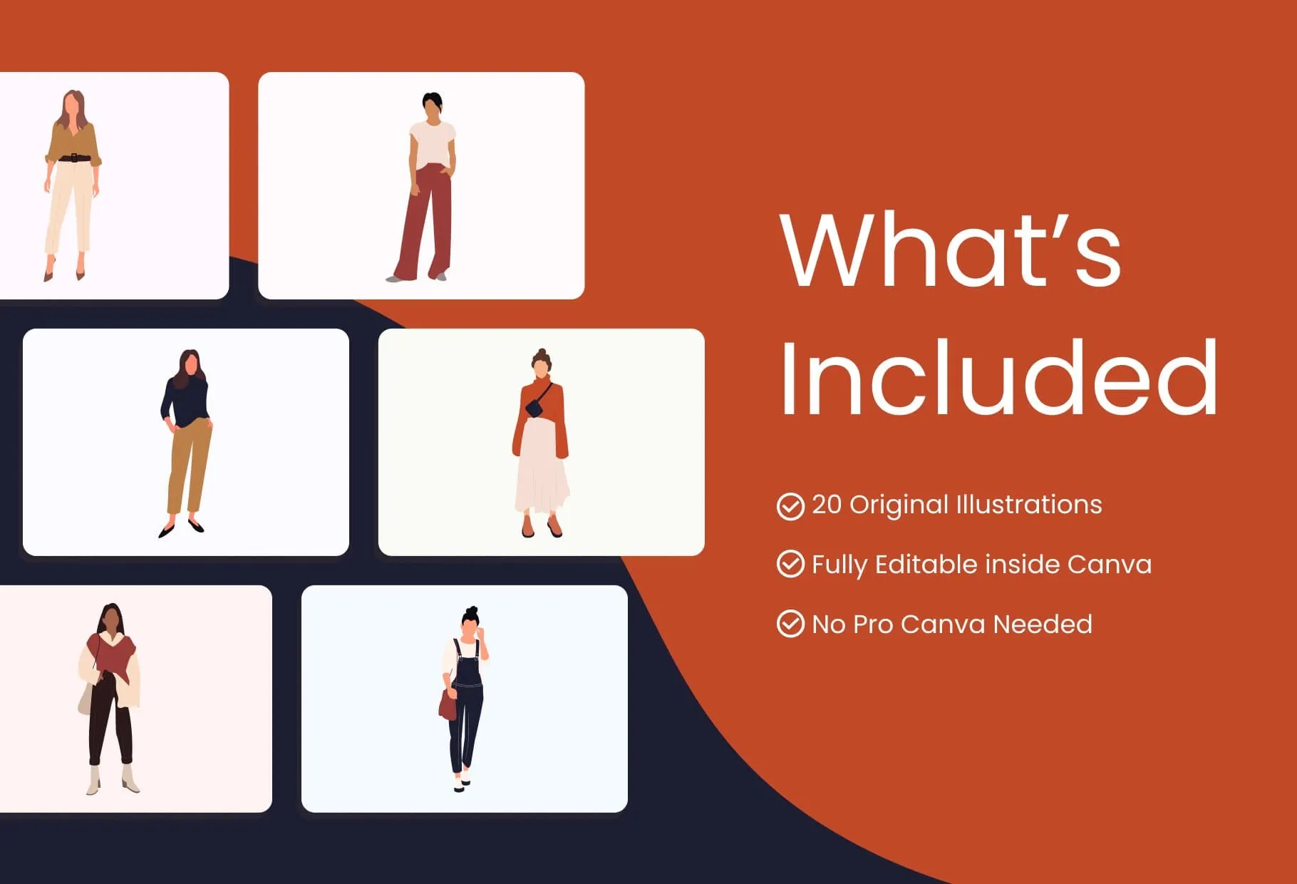 20 Unique Fashion Illustrations Pack 02 Fully Editable in Canva