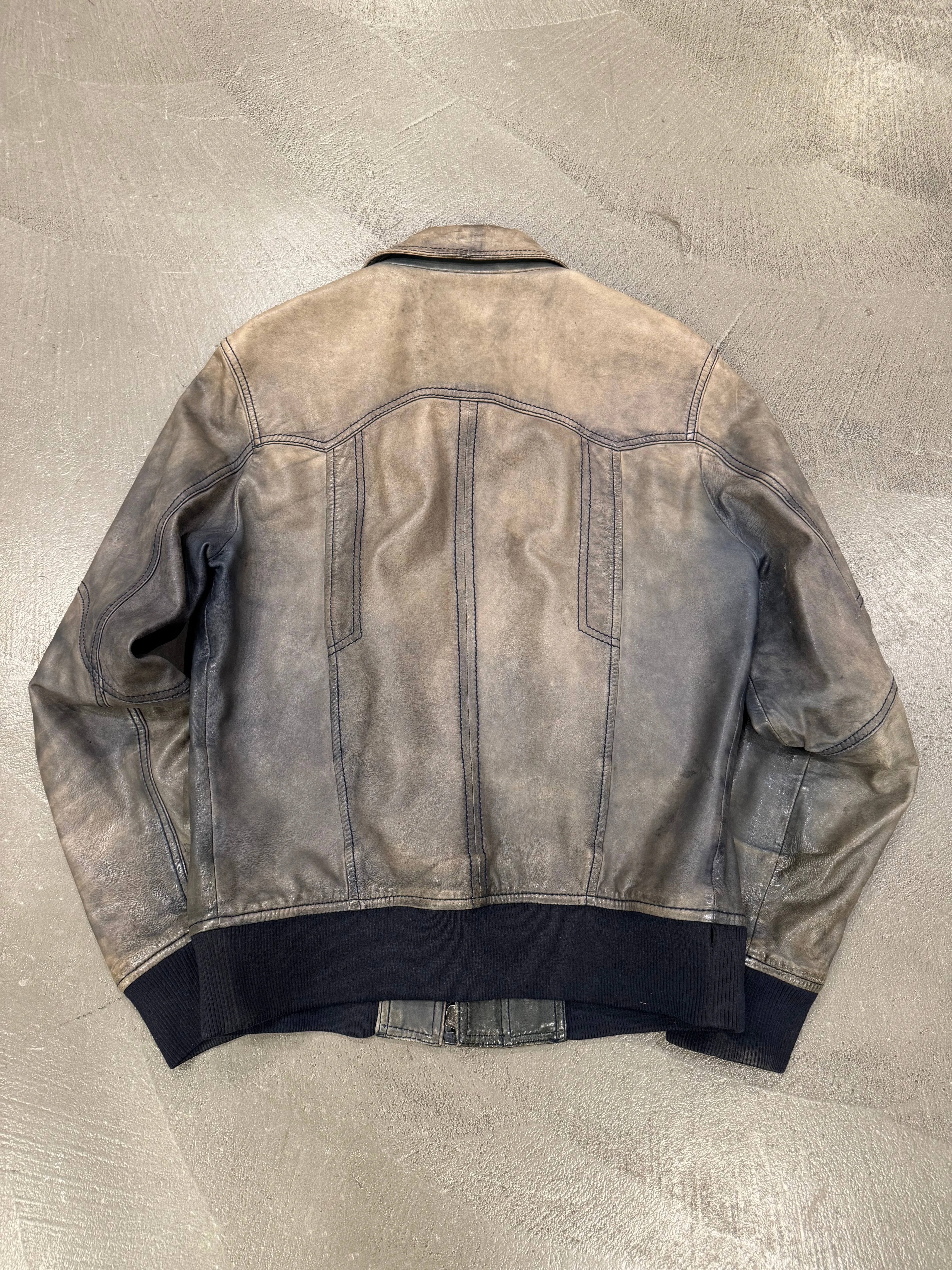 2000s Dolce & Gabbana faded leather bomber jacket
