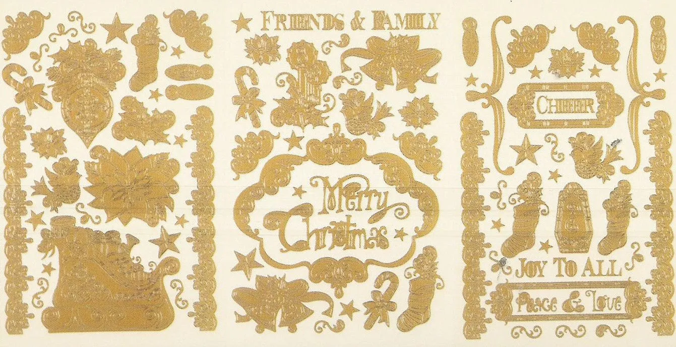 2000SB - Christmas - scrapbook stickers - gold - Dazzles Stickers
