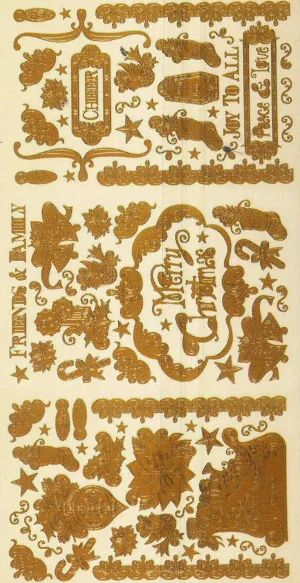2000SB - Christmas - scrapbook stickers - gold - Dazzles Stickers