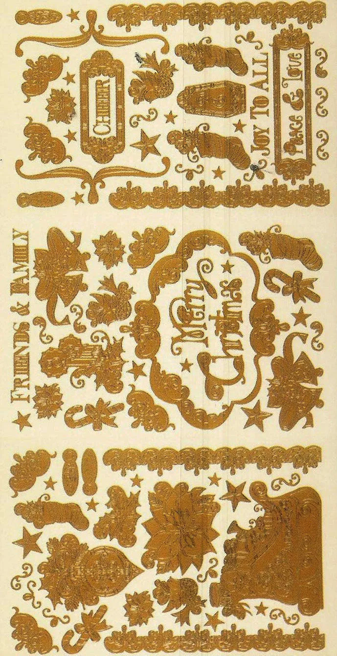 2000SB - Christmas - scrapbook stickers - gold - Dazzles Stickers