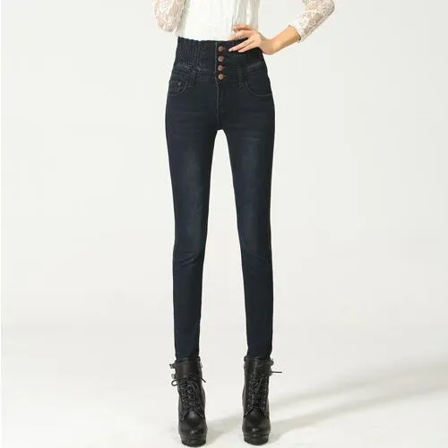 2019 Jeans Womens High Waist Elastic Skinny Denim Long Pencil Pants Plus Size 40 Woman Jeans Camisa Feminina Lady Fat Trousers