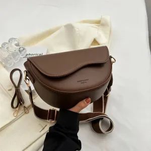 2024 New Pu Leather Women'S Crossbody Bags With Stylish Red Wide Shoulder Strap Fashionable Shoulder Solid Color Underarm Bags