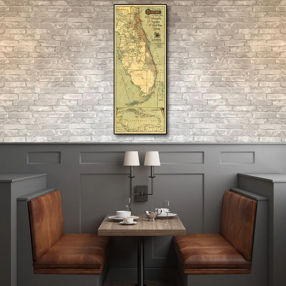 24" x 60" Map of Jacksonville Florida Vintage Poster Wall Art