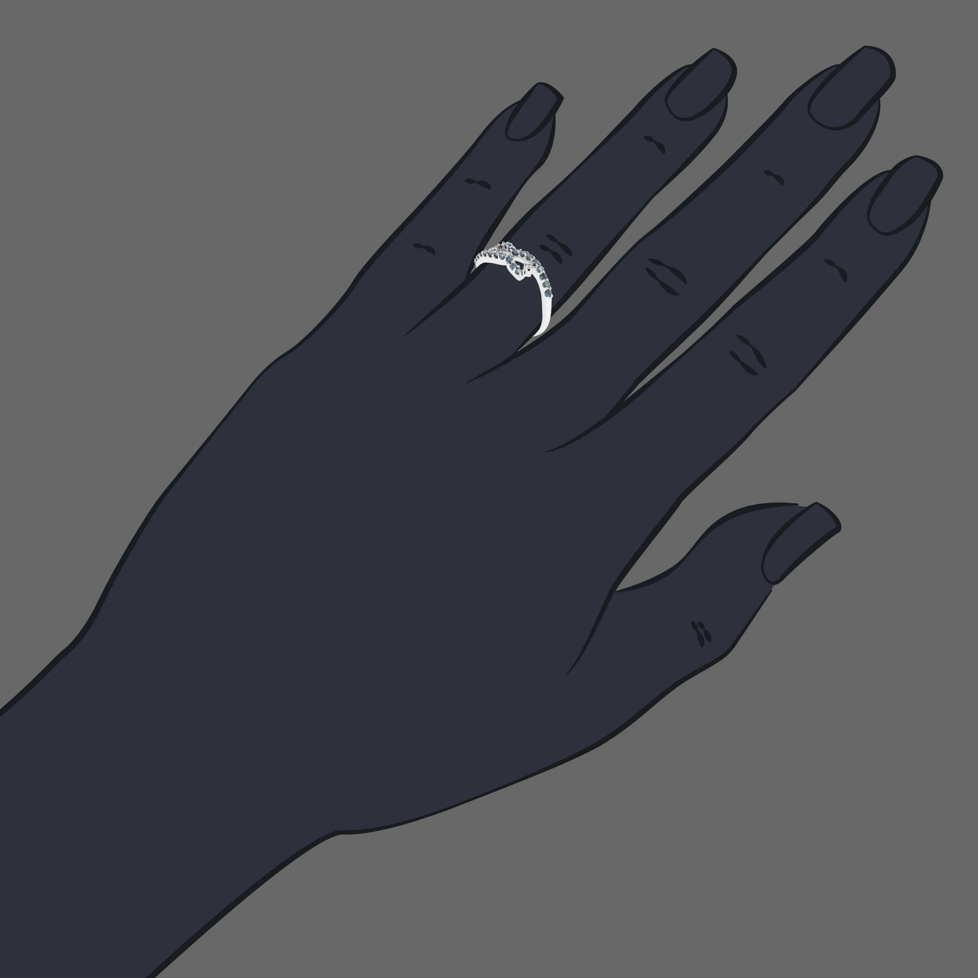 2/5 cttw Blue Diamond Fashion Statement Ring in 10K White Gold