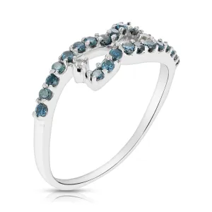 2/5 cttw Blue Diamond Fashion Statement Ring in 10K White Gold