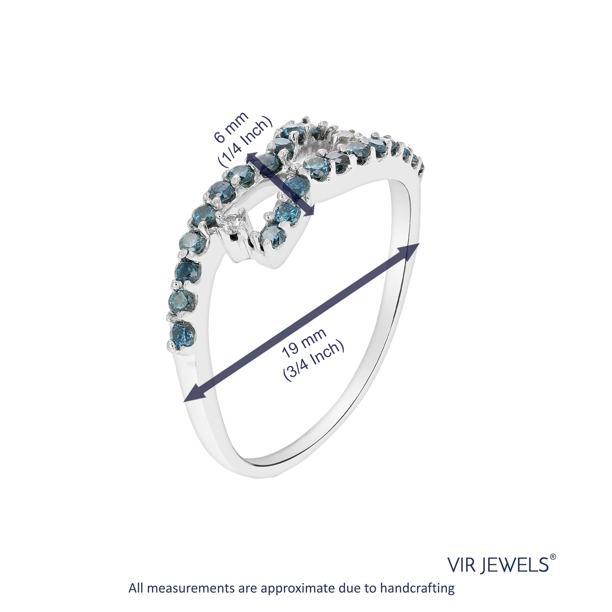 2/5 cttw Blue Diamond Fashion Statement Ring in 10K White Gold