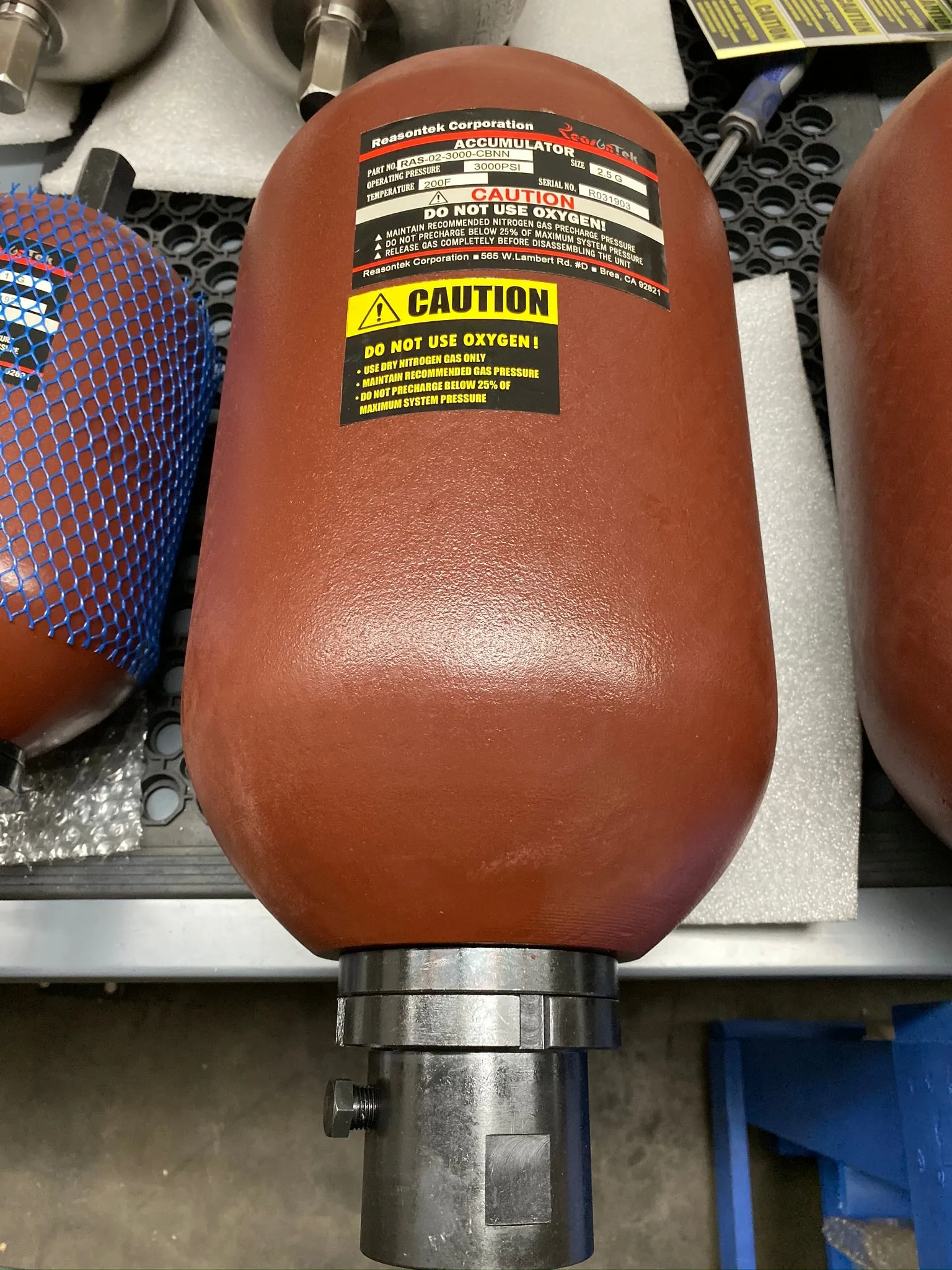 2.5 G Accumulator, RAS, CS 3K PSI, Parker/Greer Equivalent, New Assy.