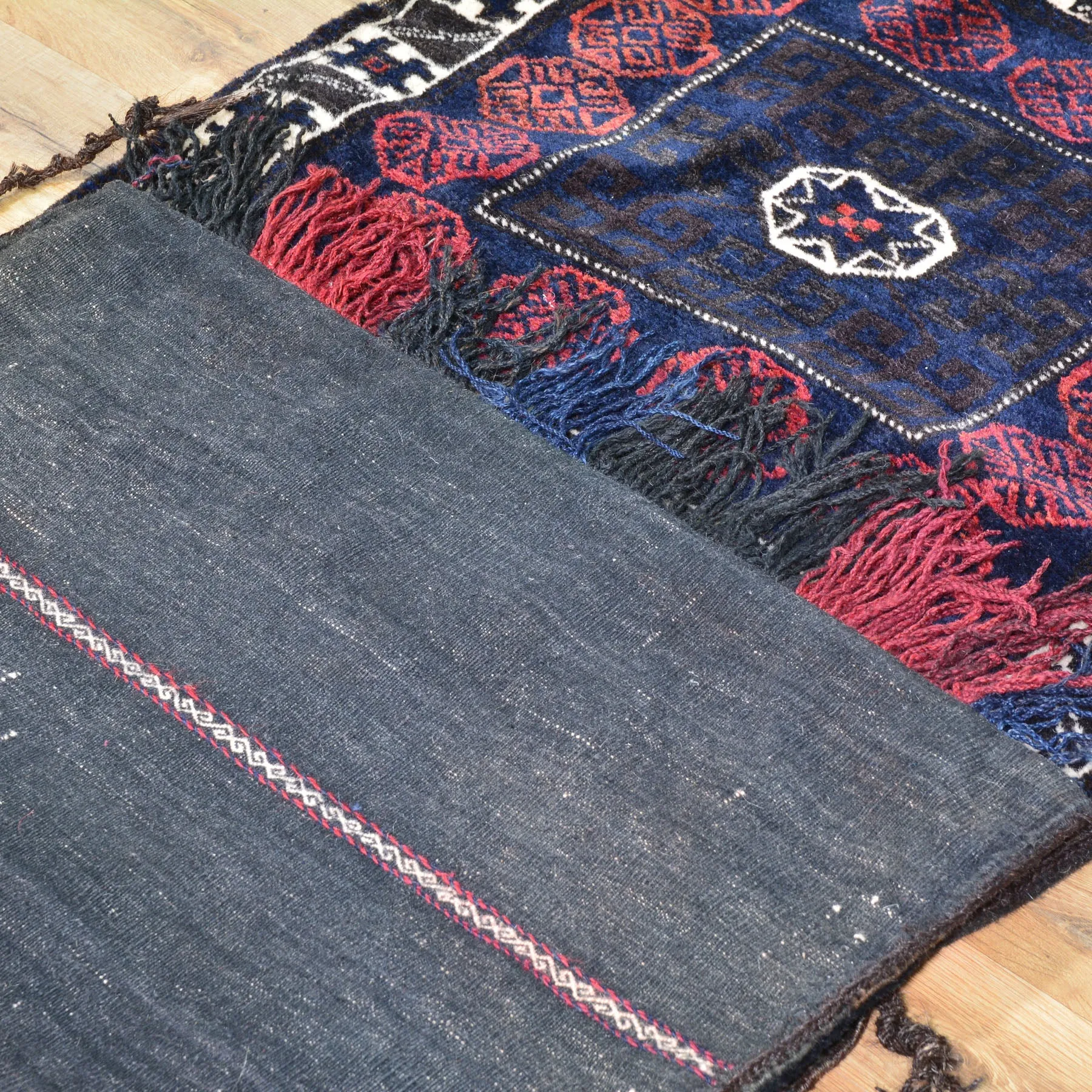 2.6 x 5.8 Hand-Knotted Baluchi Handmade Vintage Saddle Bag Pure Wool Cwral-8502