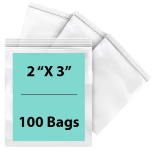 2X3 inches Reclosable Single Line Zipper Poly Bags 2 Mil (LDPE)