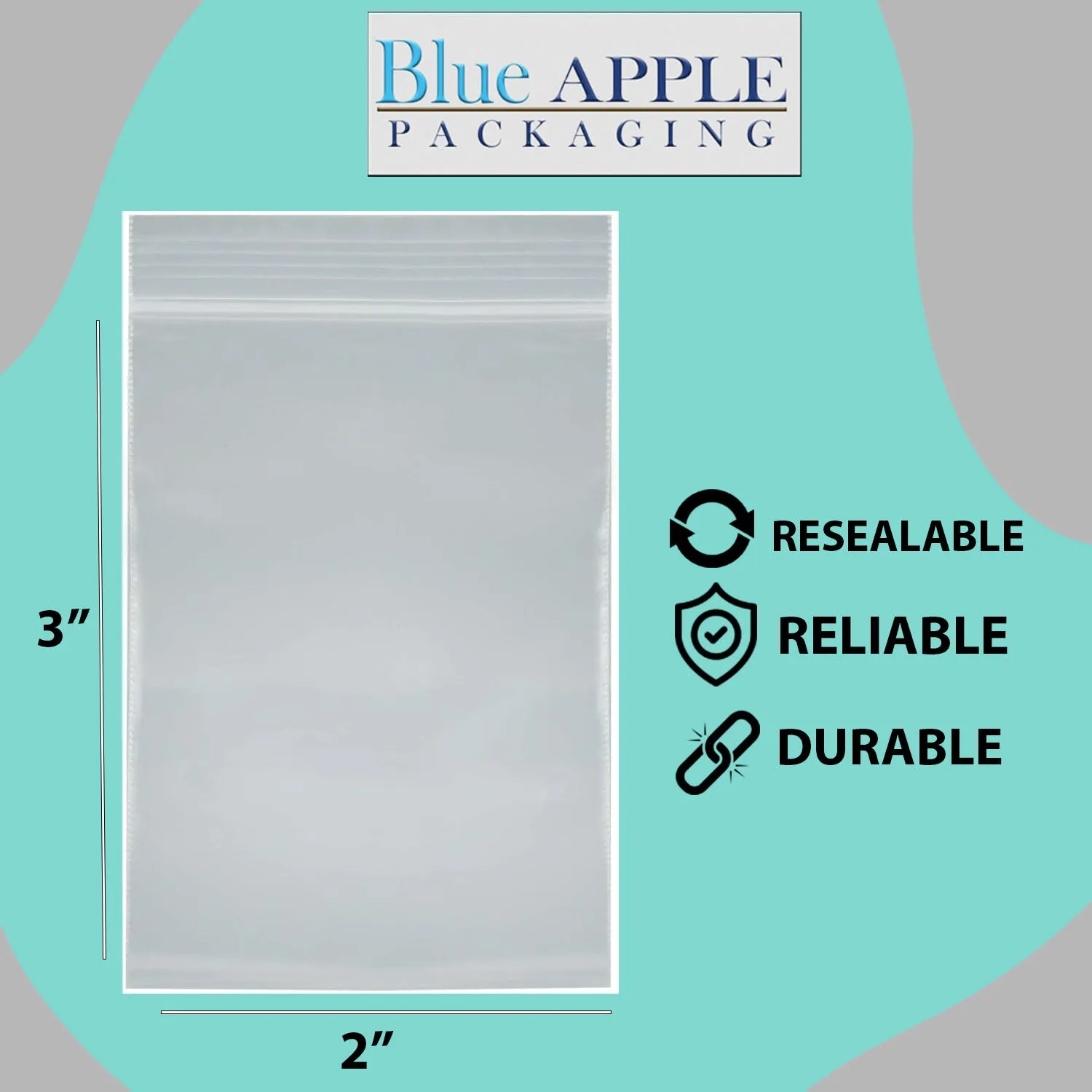 2X3 inches Reclosable Single Line Zipper Poly Bags 2 Mil (LDPE)